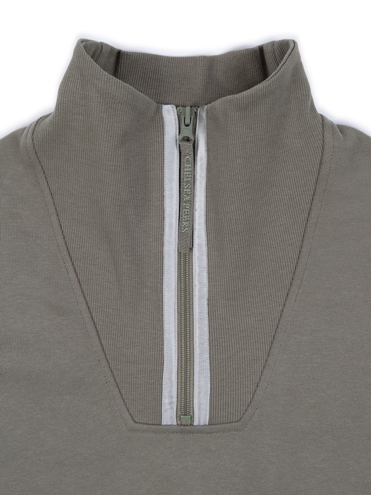 Chelsea Peers Grey 100% Cotton Quarter Zip Funnel Sweater - Image 3 of 3