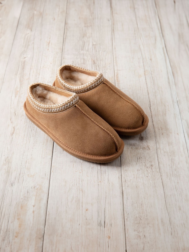 Chelsea Peers Natural Suede Sheepskin Short Boot Slippers - Image 2 of 5 Chelsea Peers Natural Suede Sheepskin Short Boot Slippers - Image 2 of 5