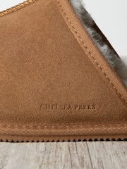 Chelsea Peers Natural Mens Suede Sheepskin Mule Slippers - Image 3 of 5
