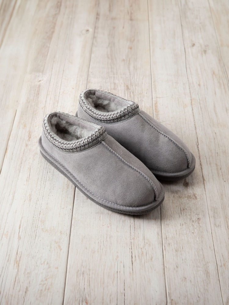 Chelsea Peers Grey Suede Sheepskin Short Boot Slippers - Image 2 of 5 Chelsea Peers Grey Suede Sheepskin Short Boot Slippers - Image 2 of 5