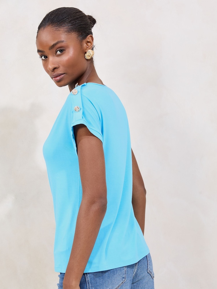 Lipsy Blue Round Neck T-Shirt - Image 4 of 4