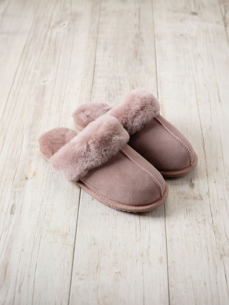 Chelsea Peers Pink Suede Sheepskin Mule Slippers - Image 2 of 5