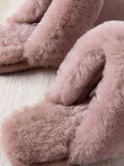 Chelsea Peers Pink Suede Sheepskin Mule Slippers - Image 4 of 5