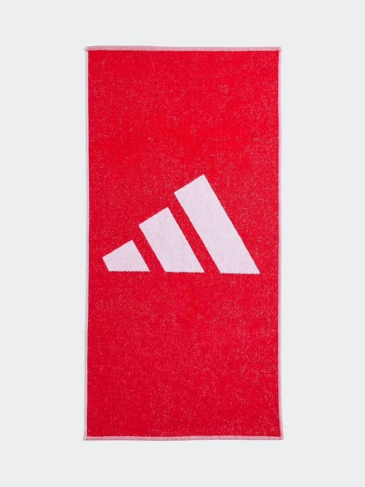 adidas Red Small 3 Bar Towel - Image 1 of 3