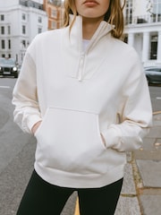 Chelsea Peers Cream 100% Cotton Quarter Zip Funnel Sweater - Image 4 of 5