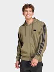 adidas Green Essentials 3-Stripes French Terry Full Zip Hoodie - Image 1 of 7