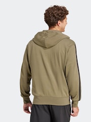 adidas Green Essentials 3-Stripes French Terry Full Zip Hoodie - Image 2 of 7