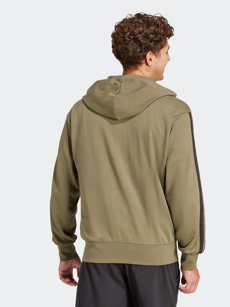 adidas Green Essentials 3-Stripes French Terry Full Zip Hoodie - Image 2 of 7
