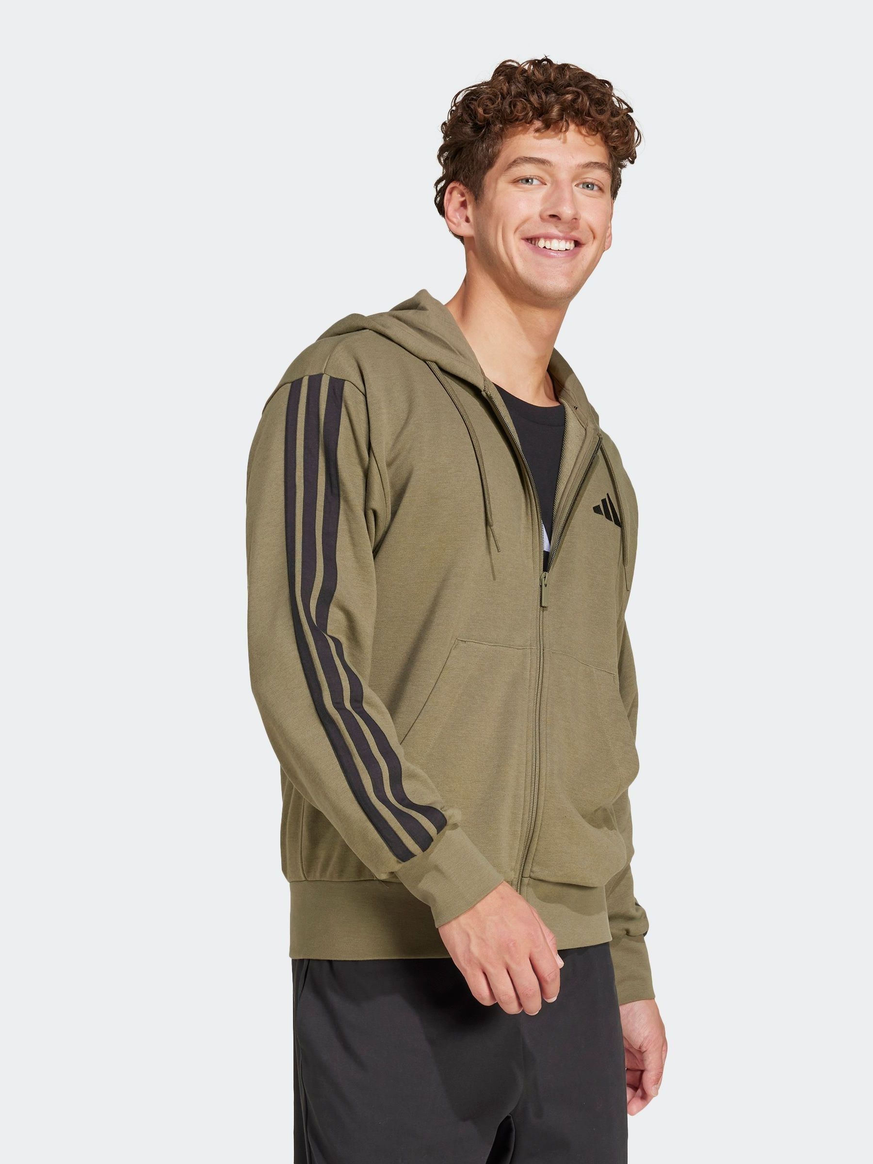 Buy adidas Green Essentials 3-Stripes French Terry Full Zip Hoodie