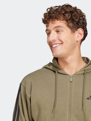 adidas Green Essentials 3-Stripes French Terry Full Zip Hoodie - Image 4 of 7