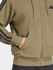 adidas Green Essentials 3-Stripes French Terry Full Zip Hoodie - Image 5 of 7