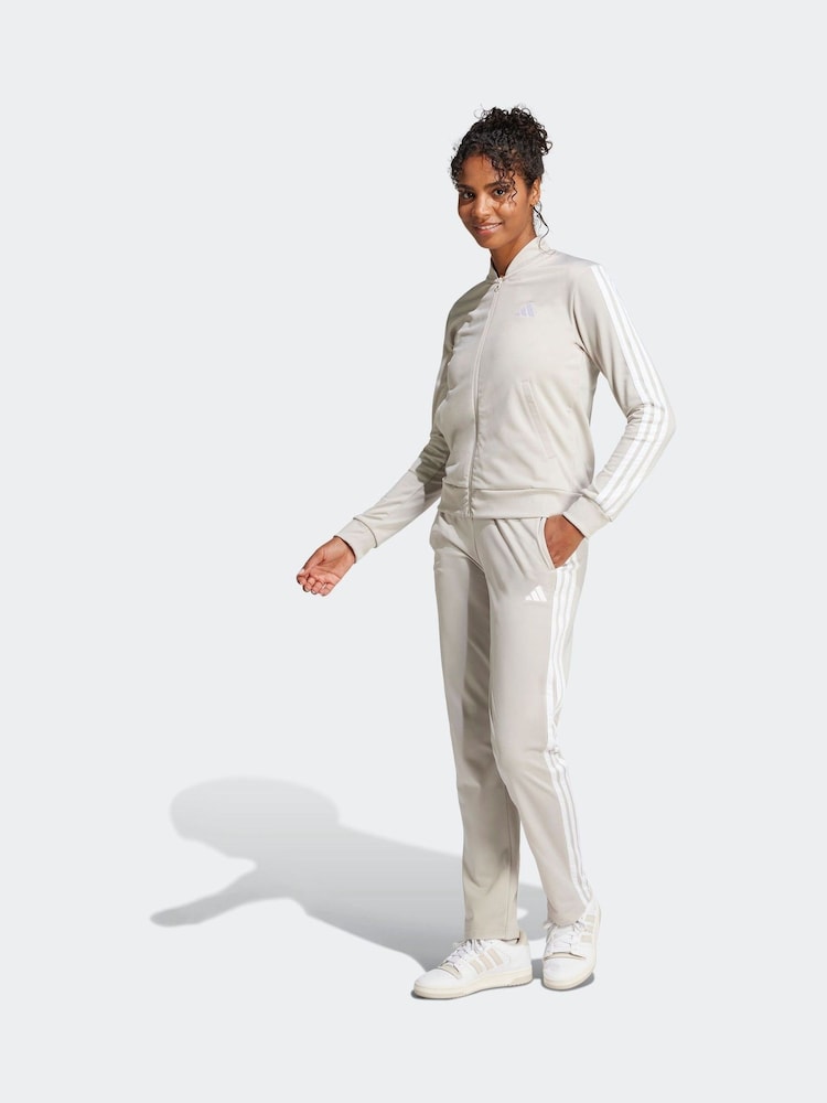 adidas Grey Essentials 3-Stripes Tracksuit - Image 1 of 8