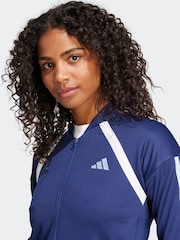 adidas Blue Teamsports 3-Stripes Open Hem Tracksuit - Image 4 of 8