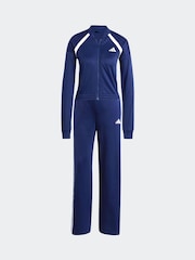 adidas Blue Teamsports 3-Stripes Open Hem Tracksuit - Image 6 of 8