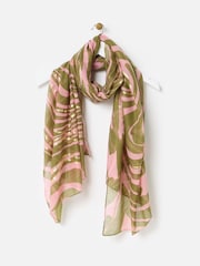 Oliver Bonas Pink & Green Swirl Foil Scarf - Image 1 of 5