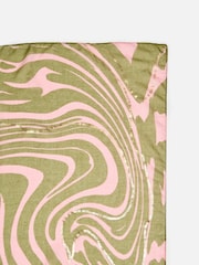 Oliver Bonas Pink & Green Swirl Foil Scarf - Image 4 of 5