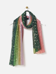 Oliver Bonas Green & Pink Ombre Foil Scarf - Image 1 of 5