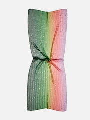 Oliver Bonas Green & Pink Ombre Foil Scarf - Image 2 of 5