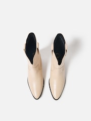 Oliver Bonas White Ecru Cream Leather Western Ankle Boots - Image 5 of 7