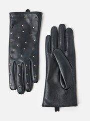 Oliver Bonas Black Studded Leather Gloves - Image 1 of 6