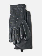 Oliver Bonas Black Studded Leather Gloves - Image 2 of 6