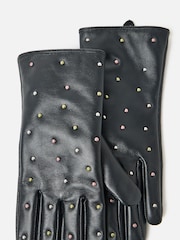 Oliver Bonas Black Studded Leather Gloves - Image 5 of 6