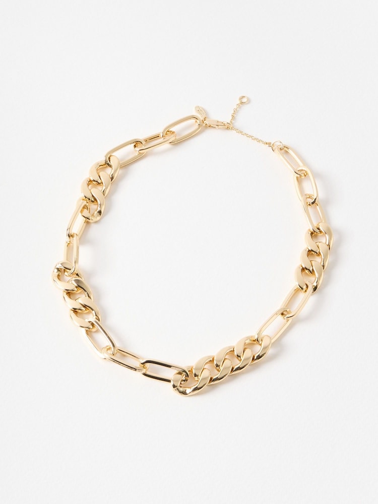 Oliver Bonas Gold Tone Blake Chunky Chain Links Collar Necklace - Image 1 of 3 Oliver Bonas Gold Tone Blake Chunky Chain Links Collar Necklace - Image 1 of 3