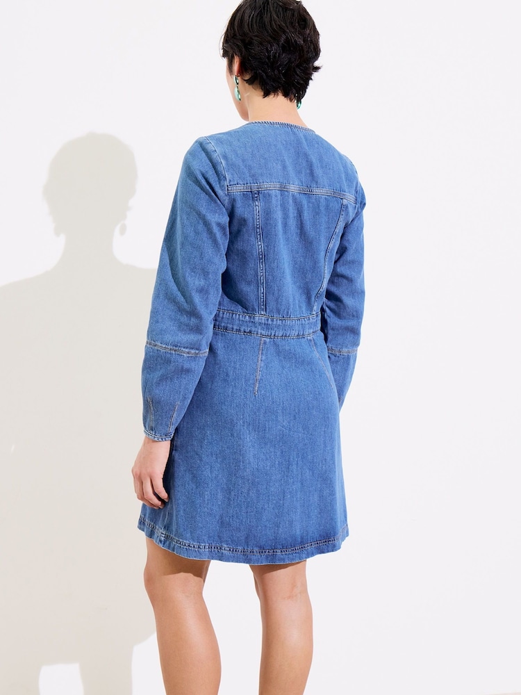 Oliver Bonas Blaues Denim-Minikleid mit durchgehendem Reißverschluss aus 100% Baumwolle - Bild 2 von 8 Oliver Bonas Blaues Denim-Minikleid mit durchgehendem Reißverschluss aus 100% Baumwolle - Bild 2 von 8