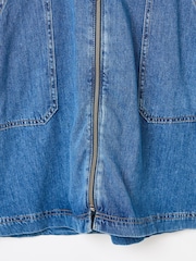 Oliver Bonas Blue Blue Denim Zip Up Mini 100% Cotton Dress - Image 8 of 8