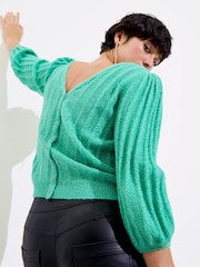Oliver Bonas Green V-Back Knitted Top - Image 2 of 8