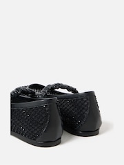 Oliver Bonas Black Sparkle Mesh Ballerina Shoes - Image 3 of 5