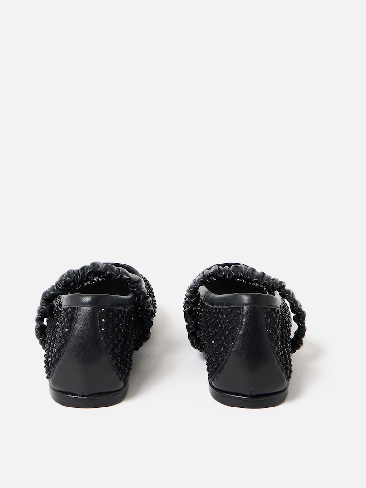 Oliver Bonas Black Sparkle Mesh Ballerina Shoes - Image 5 of 5