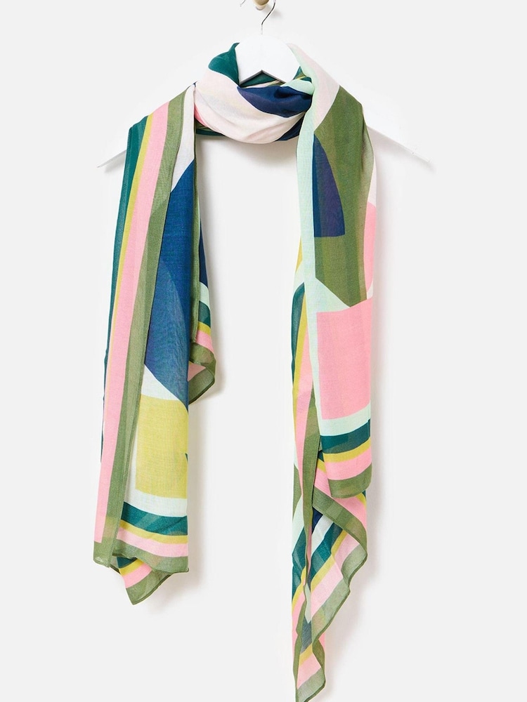 Oliver Bonas Black Abstract Geometric Print Lightweight Scarf - Image 1 of 5