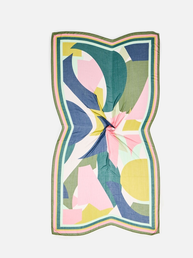 Oliver Bonas Black Abstract Geometric Print Lightweight Scarf - Image 5 of 5 Oliver Bonas Black Abstract Geometric Print Lightweight Scarf - Image 5 of 5