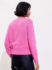 Oliver Bonas Pink Pearl Knitted Jumper - Image 2 of 8