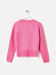 Oliver Bonas Pink Pearl Knitted Jumper - Image 4 of 8