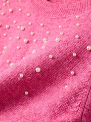 Oliver Bonas Pink Pearl Knitted Jumper - Image 6 of 8