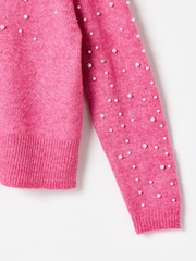 Oliver Bonas Pink Pearl Knitted Jumper - Image 7 of 8