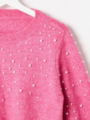Oliver Bonas Pink Pearl Knitted Jumper - Image 8 of 8