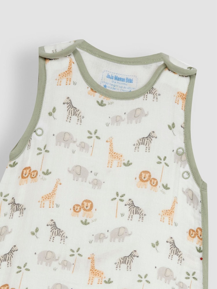JoJo Maman Bébé Safari Soft Safari Print 1 Tog Baby Muslin Sleeping Bag - Image 3 of 3