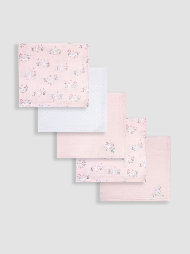 JoJo Maman Bébé 5-Pack Embroidered Muslins - Image 2 of 3
