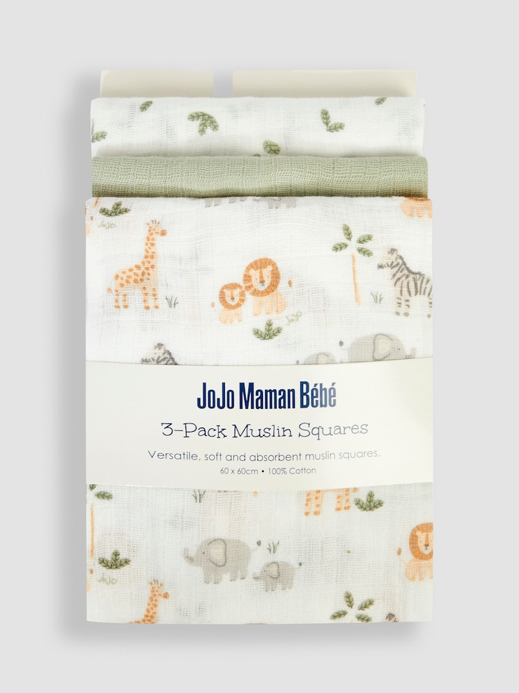 JoJo Maman Bébé 3-Pack Muslin - Image 3 of 3