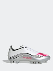 adidas White/Blue Adult F50 Messi Club Firm Ground Boots - Image 1 of 11