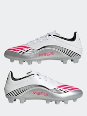 adidas White/Blue Adult F50 Messi Club Firm Ground Boots - Image 6 of 11