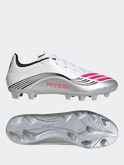 adidas White/Blue Adult F50 Messi Club Firm Ground Boots - Image 7 of 11