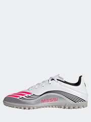 adidas White/Blue Adult F50 Messi Club Turf Boots - Image 3 of 11