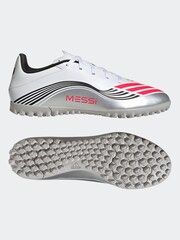 adidas White/Blue Adult F50 Messi Club Turf Boots - Image 6 of 11