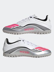 adidas White/Blue Adult F50 Messi Club Turf Boots - Image 7 of 11