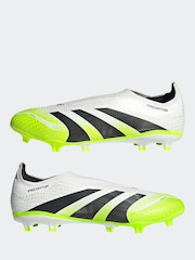 adidas White/Lemon Adult Predator League Laceless Firm/Multi Ground Boots - Image 7 of 9