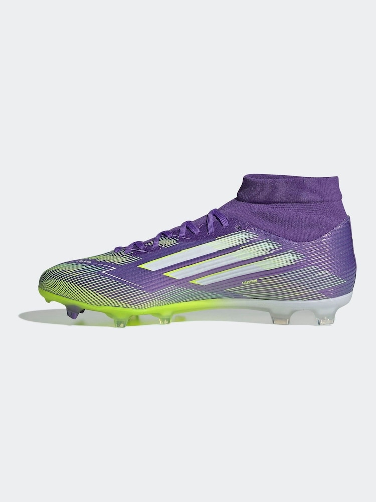 adidas Purple/White Adult F50 League Mid Firm Ground Boots - Image 2 of 11 adidas Purple/White Adult F50 League Mid Firm Ground Boots - Image 2 of 11